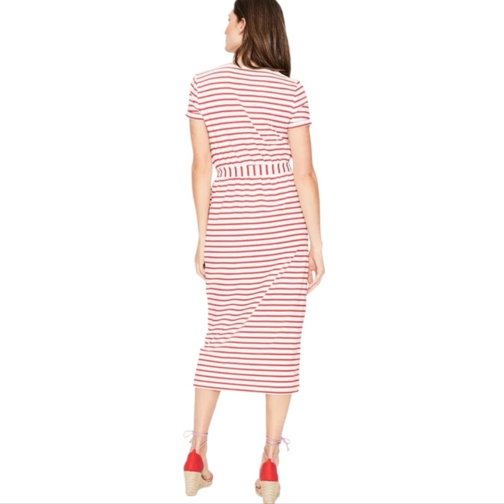 Boden Hallie Jersey Red White Striped Dress Sz 8 Nautical Coastal Preppy - Picture 4 of 13